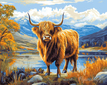 Cargar imagen en el visor de la galería, Diamond Painting - Highland Cow lago dorado