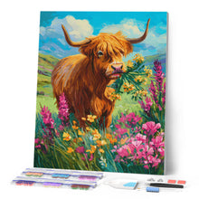 Cargar imagen en el visor de la galería, Diamond Painting - Highland Cow paraíso floral