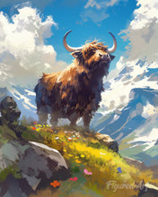 Cargar imagen en el visor de la galería, Diamond Painting - Highland Cow vista alpina