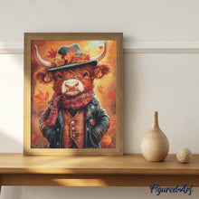 Cargar imagen en el visor de la galería, Diamond Painting - Highland Cow estilo vintage
