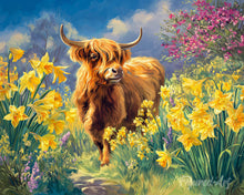 Cargar imagen en el visor de la galería, Diamond Painting - Highland Cow y narcisos