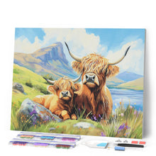 Cargar imagen en el visor de la galería, Diamond Painting - Highland Cow con ternero