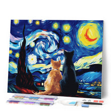 Cargar imagen en el visor de la galería, Diamond Painting - Compañeros de noche estrellada