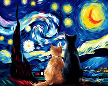 Cargar imagen en el visor de la galería, Diamond Painting - Compañeros de noche estrellada