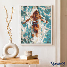 Cargar imagen en el visor de la galería, Diamond Painting - Mujer en océano iluminado por el sol