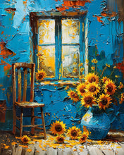 Cargar imagen en el visor de la galería, Diamond Painting - Girasoles en ventana azul