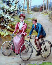 Cargar imagen en el visor de la galería, Diamond Painting - Pintura vintage de pareja en bicicleta