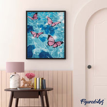Cargar imagen en el visor de la galería, Diamond Painting - Mariposas rosas sobre el agua