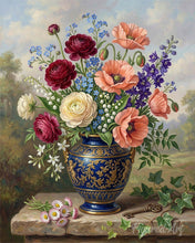 Cargar imagen en el visor de la galería, Diamond Painting - Flores en jarrón azul