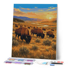 Cargar imagen en el visor de la galería, Diamond Painting - Parque Nacional de Yellowstone, bisontes de Lamar Valley - Wyoming