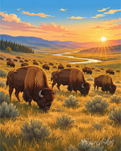 Cargar imagen en el visor de la galería, Diamond Painting - Parque Nacional de Yellowstone, bisontes de Lamar Valley - Wyoming