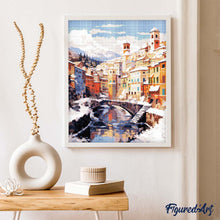 Cargar imagen en el visor de la galería, Diamond Painting - Pueblo invernal junto al río