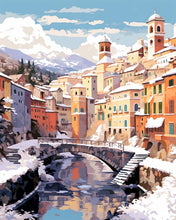 Cargar imagen en el visor de la galería, Diamond Painting - Pueblo invernal junto al río