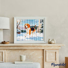 Cargar imagen en el visor de la galería, Diamond Painting - Beagle en la nieve