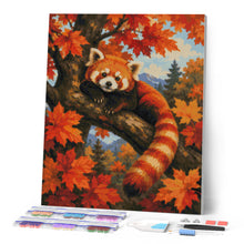 Cargar imagen en el visor de la galería, Diamond Painting - Panda Rojo en un Árbol de Arce