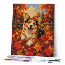 Cargar imagen en el visor de la galería, Diamond Painting - Corgi Alegre entre Hojas de Otoño