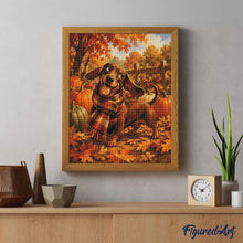 Cargar imagen en el visor de la galería, Diamond Painting - Teckel con Bufanda de Tartán