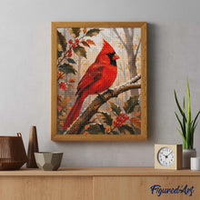 Cargar imagen en el visor de la galería, Diamond Painting - Cardenal Rojo en una Rama Escarchada