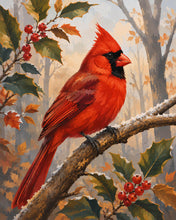 Cargar imagen en el visor de la galería, Diamond Painting - Cardenal Rojo en una Rama Escarchada