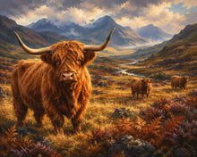 Cargar imagen en el visor de la galería, Diamond Painting - Rebaño de Vacas Highlands en el Glen