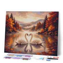 Cargar imagen en el visor de la galería, Diamond Painting - Cisnes en el Lago Brumoso