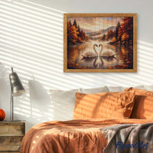 Cargar imagen en el visor de la galería, Diamond Painting - Cisnes en el Lago Brumoso