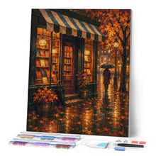 Cargar imagen en el visor de la galería, Diamond Painting - Librería Otoñal bajo la Lluvia