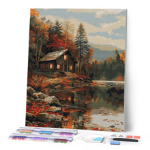 Cargar imagen en el visor de la galería, Diamond Painting - Cabaña Acogedora junto al Lago Otoñal