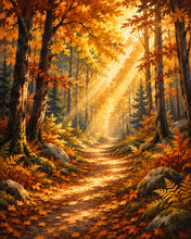 Cargar imagen en el visor de la galería, Diamond Painting - Sendero del Bosque con Rayos de Sol