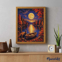 Cargar imagen en el visor de la galería, Diamond Painting - Harvest Moon sobre el Lago