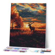 Cargar imagen en el visor de la galería, Diamond Painting - Ciervo Majestuoso al Atardecer de Otoño