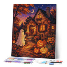 Cargar imagen en el visor de la galería, Diamond Painting - Fantasma amigable en una casa de calabazas