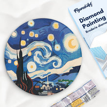 Cargar imagen en el visor de la galería, Diamond Painting en Disco de Madera - Noche estrellada