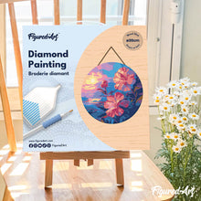 Cargar imagen en el visor de la galería, Diamond Painting en Disco de Madera - Hibisco al atardecer