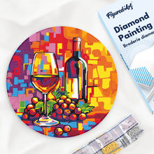 Cargar imagen en el visor de la galería, Diamond Painting en Disco de Madera - Vino y uvas