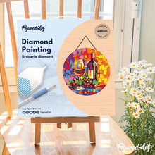 Cargar imagen en el visor de la galería, Diamond Painting en Disco de Madera - Vino y uvas