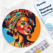 Cargar imagen en el visor de la galería, Diamond Painting en Disco de Madera - Reina Africana Pop Art