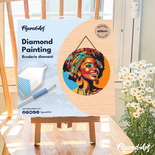 Cargar imagen en el visor de la galería, Diamond Painting en Disco de Madera - Reina Africana Pop Art