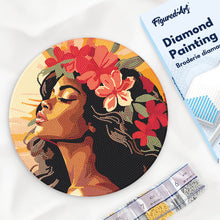 Cargar imagen en el visor de la galería, Diamond Painting en Disco de Madera - Mujer floral