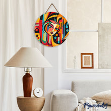 Cargar imagen en el visor de la galería, Diamond Painting en Disco de Madera - Mujer Abstracta al Estilo Picasso