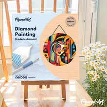 Cargar imagen en el visor de la galería, Diamond Painting en Disco de Madera - Mujer Abstracta al Estilo Picasso
