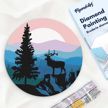 Cargar imagen en el visor de la galería, Diamond Painting en Disco de Madera - Ciervos y paisajes majestuosos