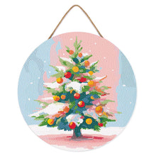 Cargar imagen en el visor de la galería, Diamond Painting en Disco de Madera - Árbol de Navidad nevado
