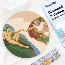 Cargar imagen en el visor de la galería, Diamond Painting en Disco de Madera - La creación de Adán - Miguel Ángel