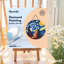 Cargar imagen en el visor de la galería, Diamond Painting en Disco de Madera - Compañeros de noche estrellada