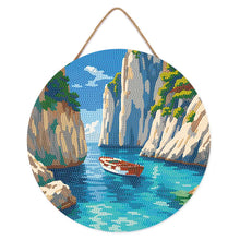 Cargar imagen en el visor de la galería, Diamond Painting en Disco de Madera - Cala Azul Tranquila