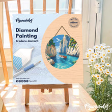 Cargar imagen en el visor de la galería, Diamond Painting en Disco de Madera - Cala Azul Tranquila