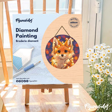 Cargar imagen en el visor de la galería, Diamond Painting en Disco de Madera - Pequeño Zorro con Luces
