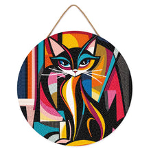 Cargar imagen en el visor de la galería, Diamond Painting en Disco de Madera - Gato Abstracto Audaz