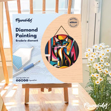Cargar imagen en el visor de la galería, Diamond Painting en Disco de Madera - Gato Abstracto Audaz
